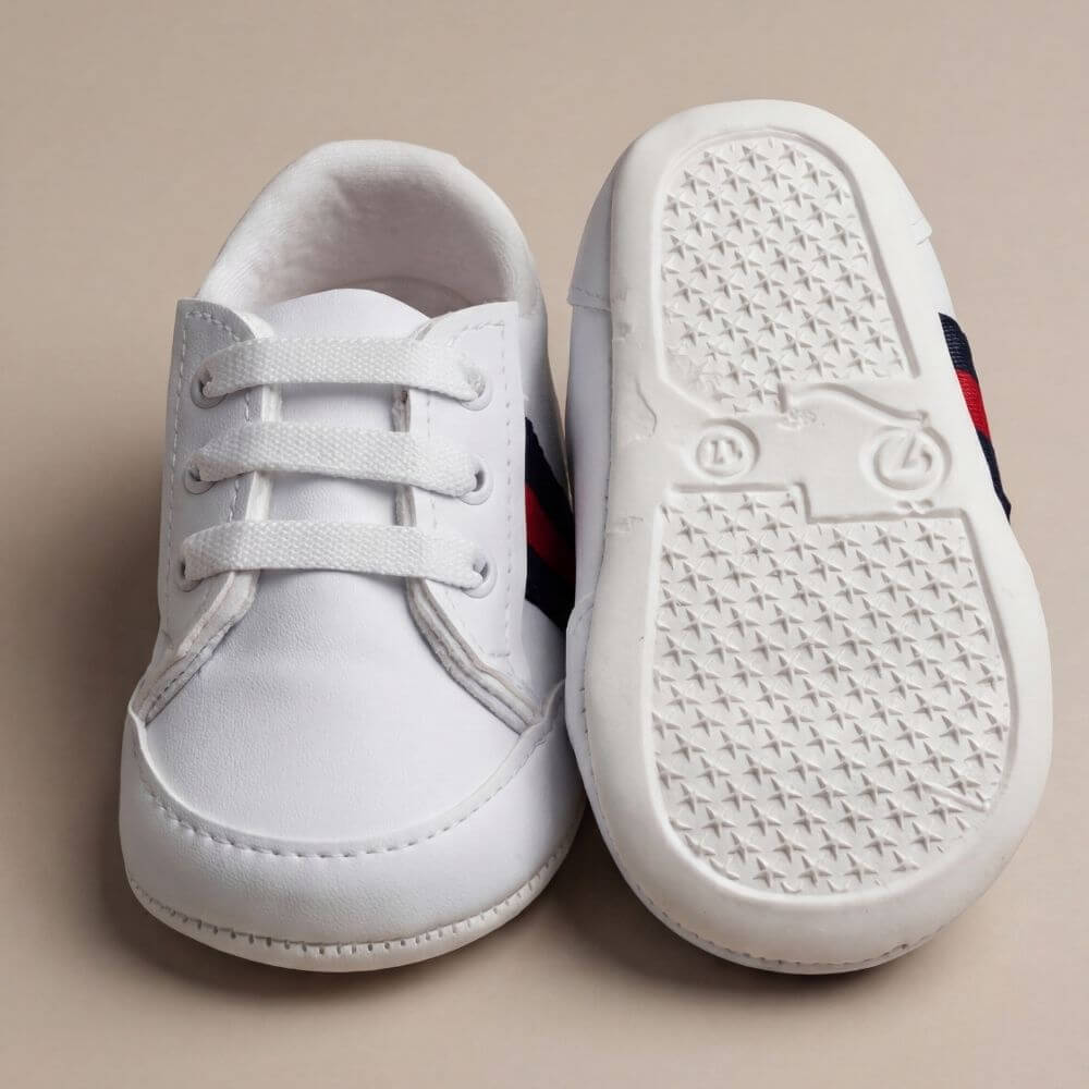 Suni Deri Şeritli Bebek Ayakkabısı