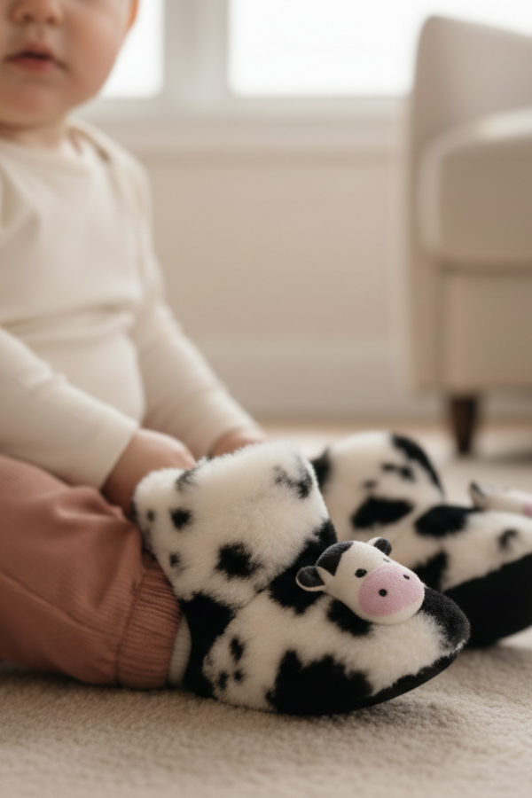 İnek Figürlü Peluş Bebek Ev Botu - görünüm