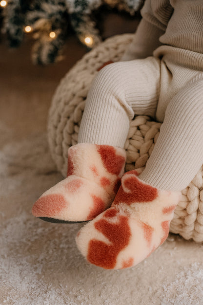 İnek Desenli Pembe Wellsoft Kışlık Ev Botu | Çocuklar için Ev Botu