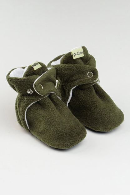 Bebek Panduf, Koyu Yeşil Polar - Kaydırmaz Tabanlı