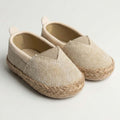 krem süet hasır tabanlı bebek espadril unisex önden görünüm