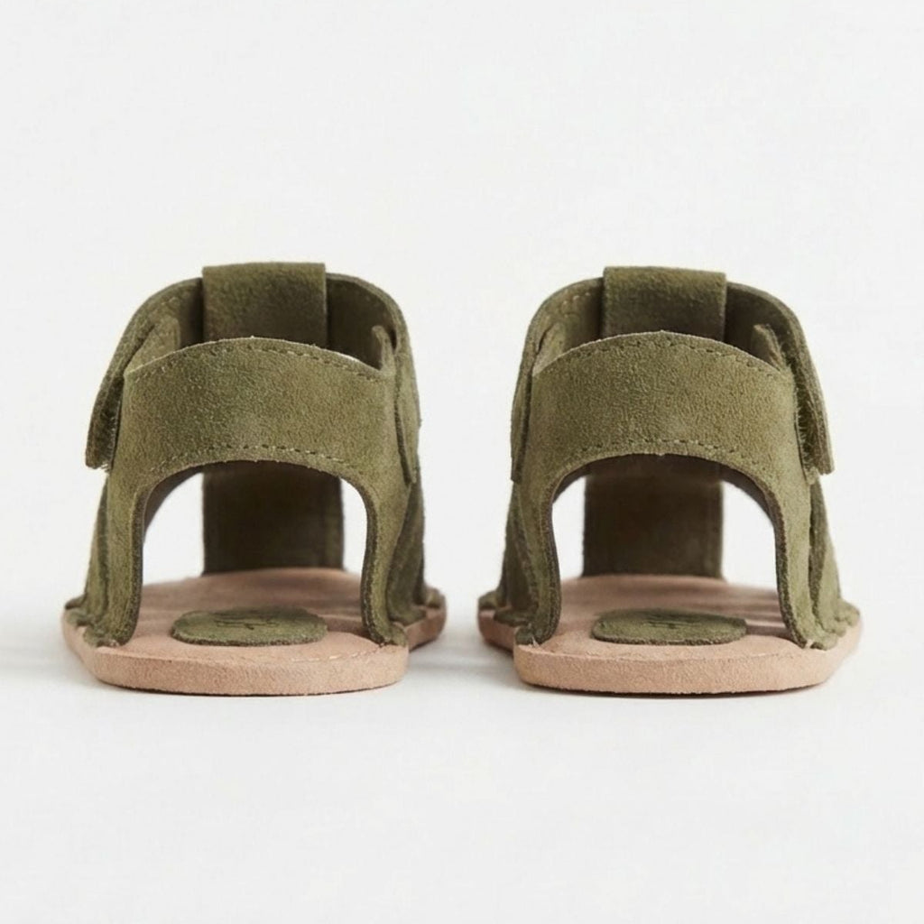 Unisex Bebek Sandalet | Haki Süet Bantlı Yazlık Ayakkabı