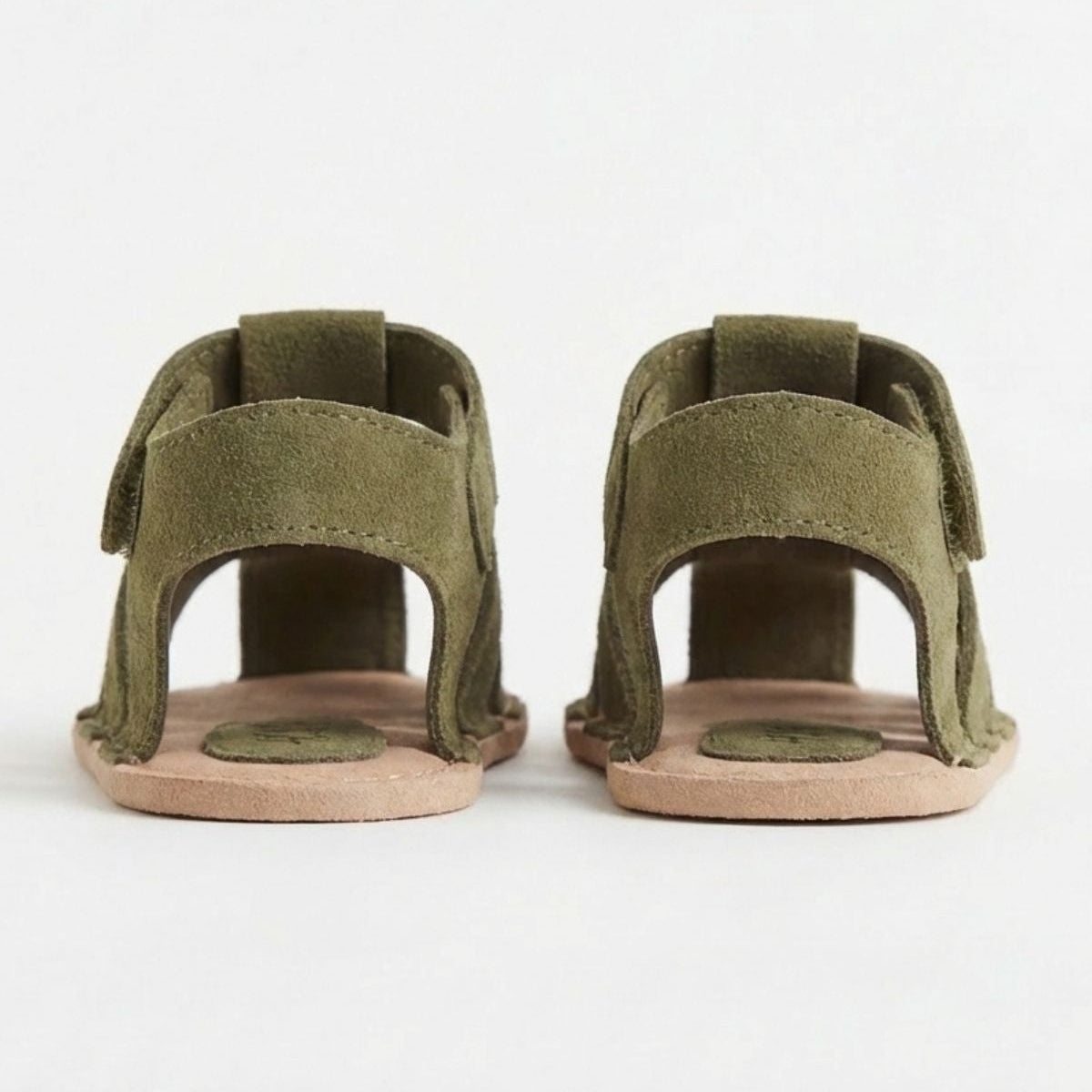 Unisex Bebek Sandalet | Haki Süet Bantlı Yazlık Ayakkabı