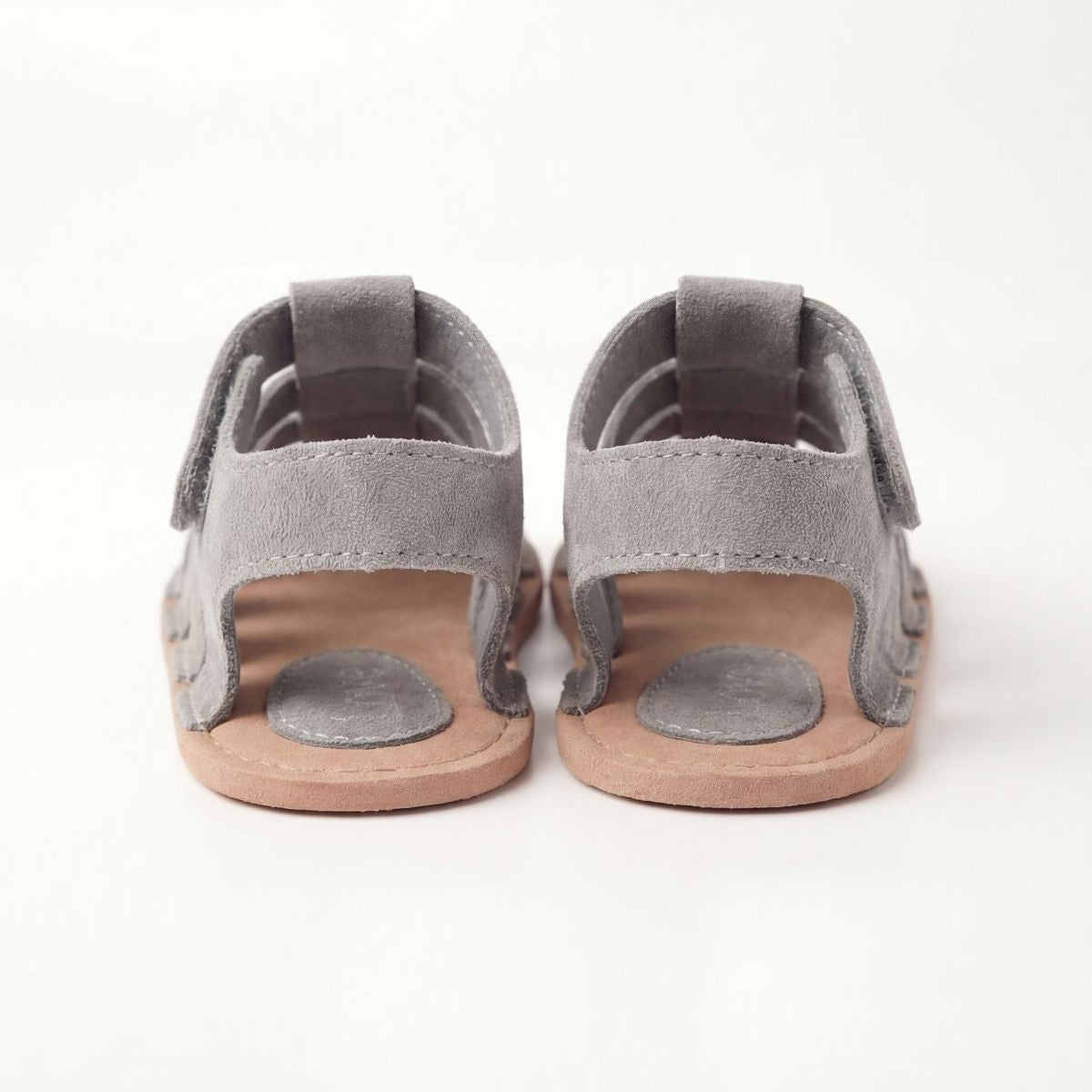 Unisex Bebek Sandalet | Gri Süet Bantlı Yazlık Ayakkabı