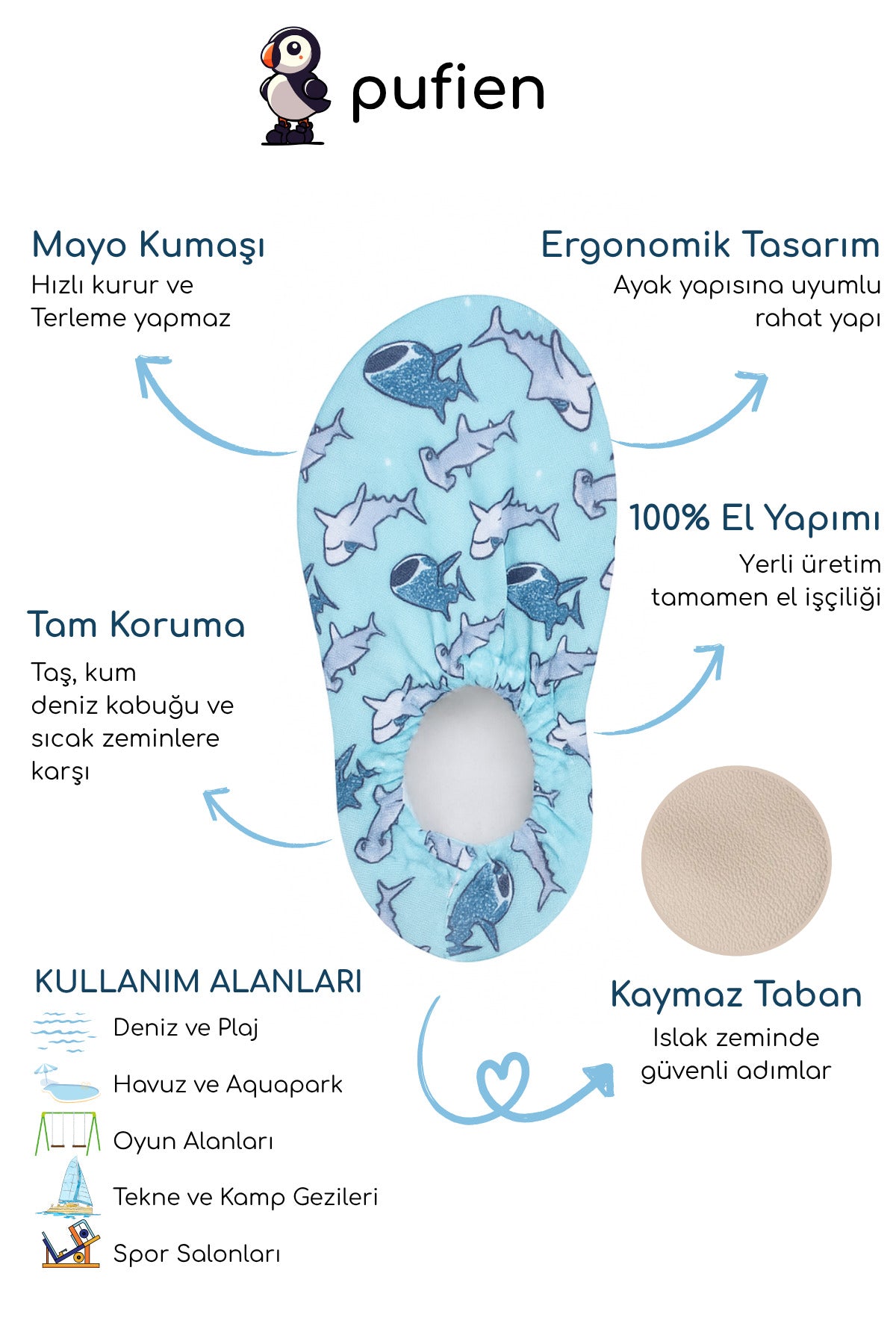 Kaydırmaz Taban Çocuk Deniz Ayakkabısı Bebek Havuz Patiği Nefes Alabilen Mayo Kumaşı