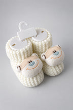 Örgü Patik, Yenidoğan Bebek Patiği, Peluş Hayvan Figürlü Triko Panduf, 3lü set - Maymun-Ayı-Geyik 3'lü Set