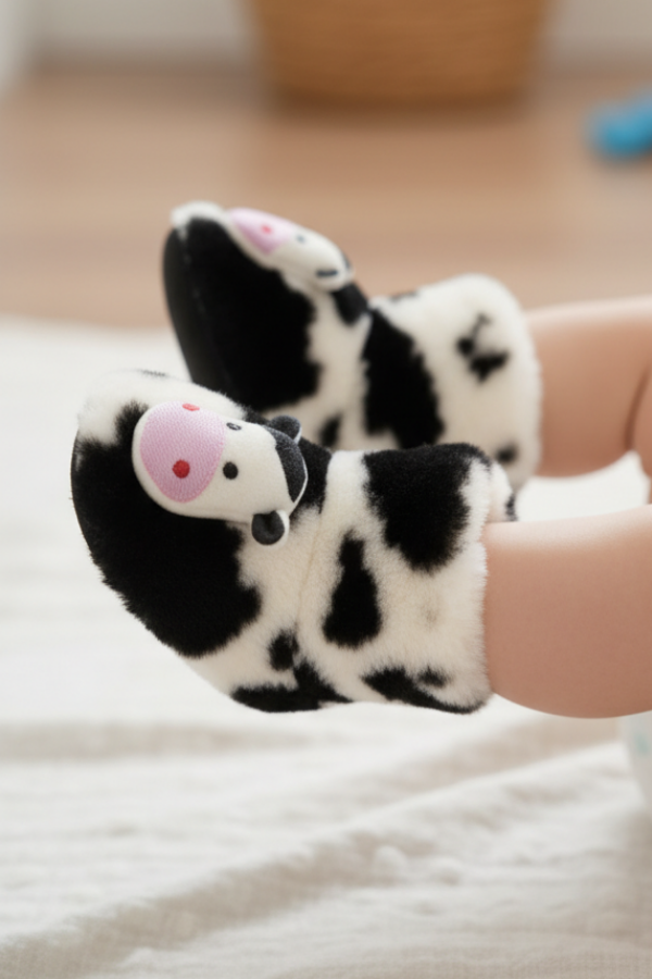 İnek Figürlü Peluş Bebek Ev Botu - ayakta duruşu 