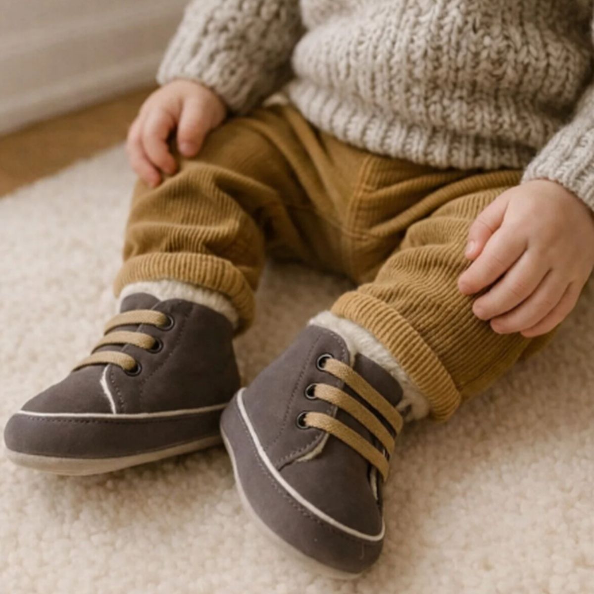 Antrasit Bağcıklı Süet İlk Adım Ayakkabısı- ayak