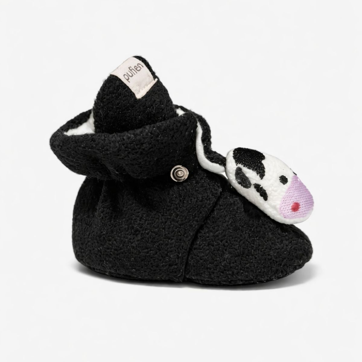 Siyah Polar Panduf - İnek Figürlü yandan görünüm