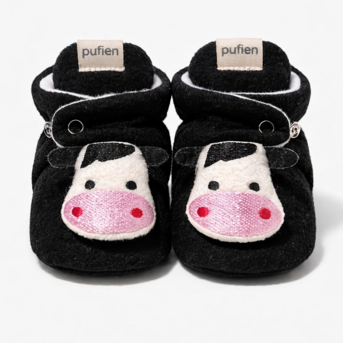 Siyah Polar Panduf - İnek Figürlü önden görünüm