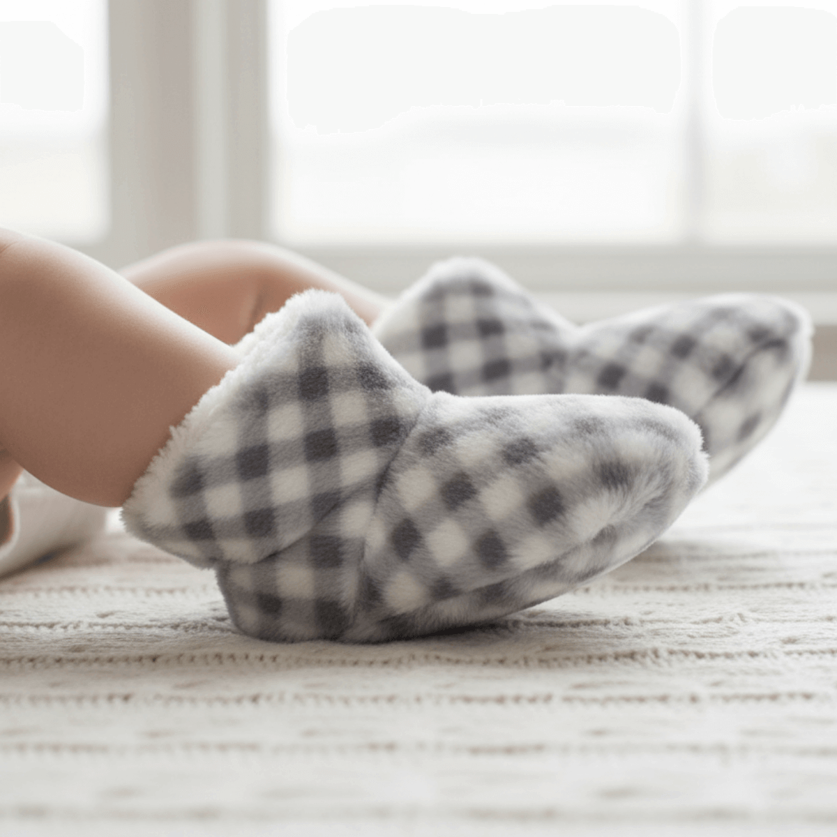 Çocuklar için gri peluş kışlık ev botu, yumuşak panduf