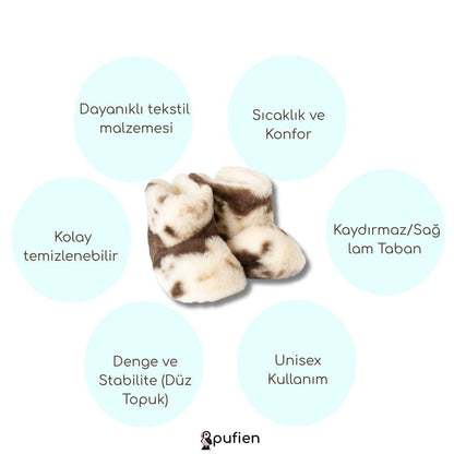 Kahverengi inek desenli ev botu ürün özellikleri