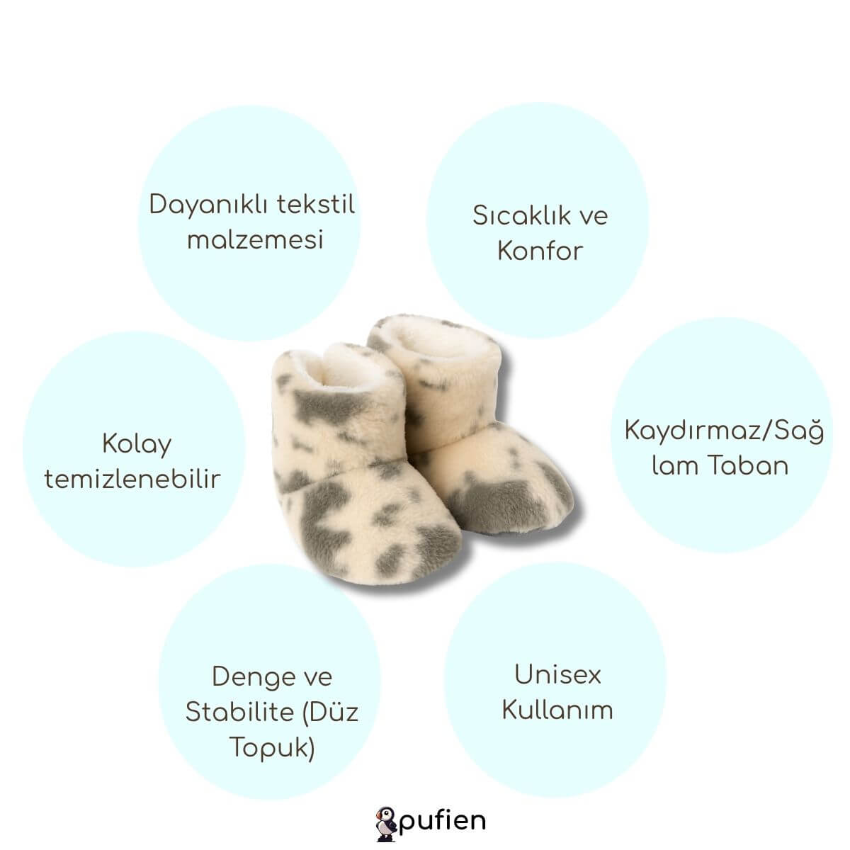 Haki inek desenli ev botu ürün özellikleri 