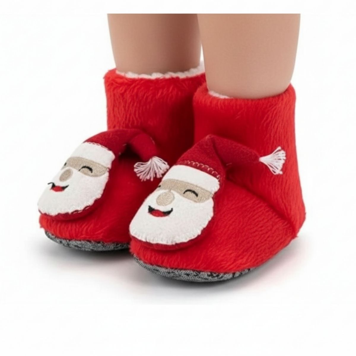 Noel Baba Desenli Kırmızı Peluş Bot | Çocuklar için Ev Botu