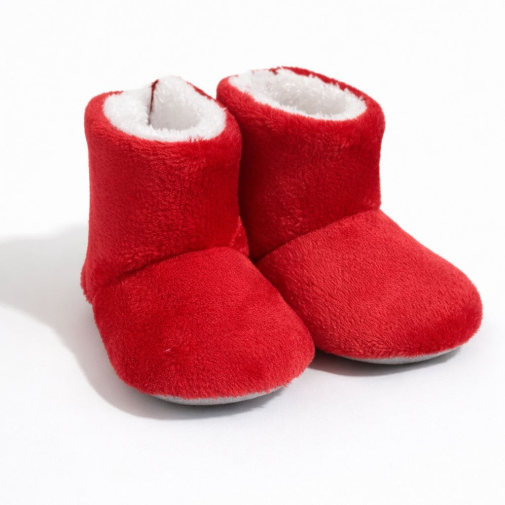 Kaydırmaz Tabanlı Kırmızı Peluş Bebek Ev Botu Ön Görünüm