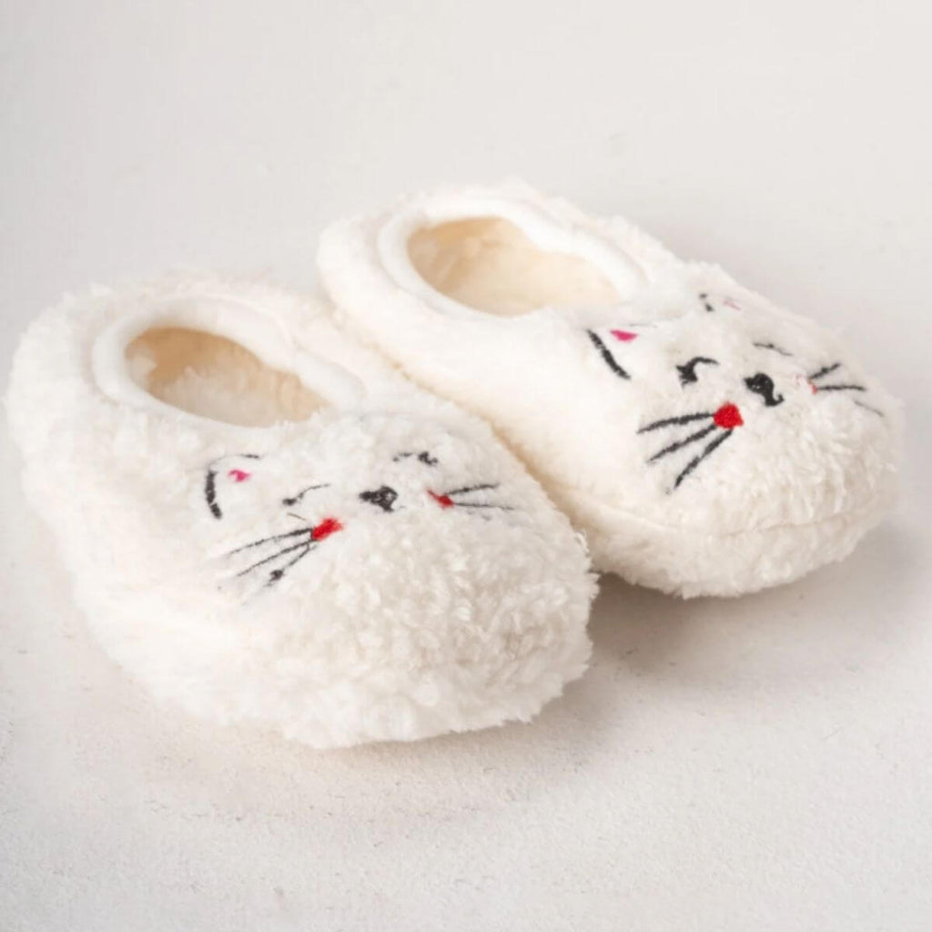 Beyaz renk kedi desenli wellsoft peluş ev patiği