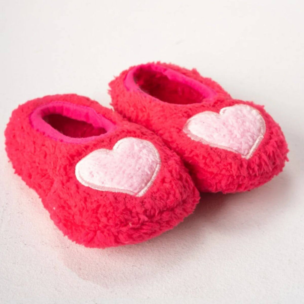 Kırmızı renk kalp desenli wellsoft peluş ev patiği