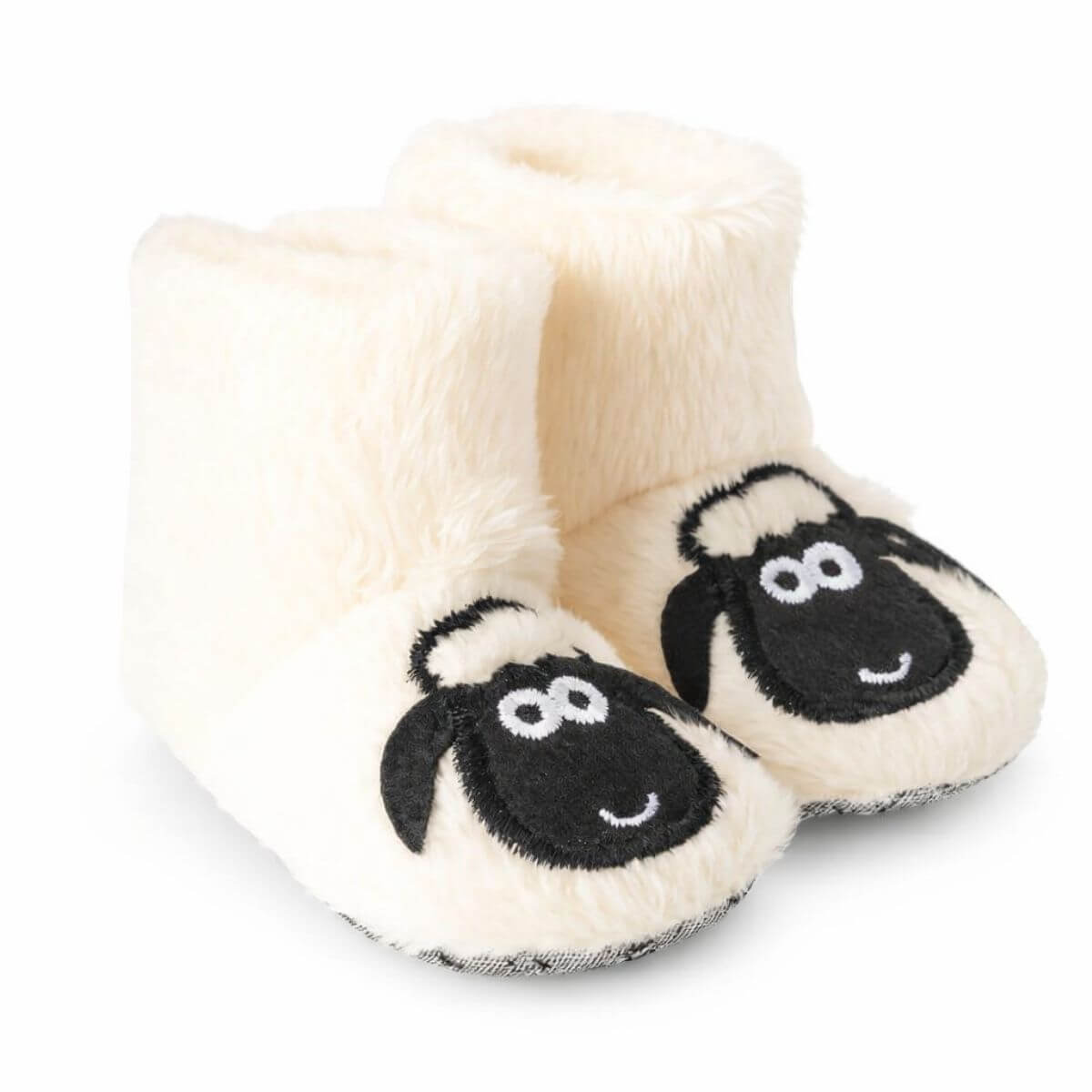 Kuzu Desenli Beyaz Nakışlı Çocuk Ev Botu Ön Görünüm