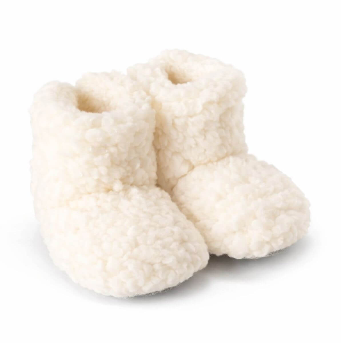 Beyaz Kuzu Kumaşı Peluş Çocuk Ev Botu Ön Görünüm