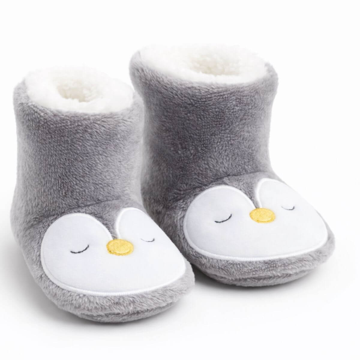 Baykuş Desenli Gri Peluş Çocuk Ev Botu Ön Görünüm