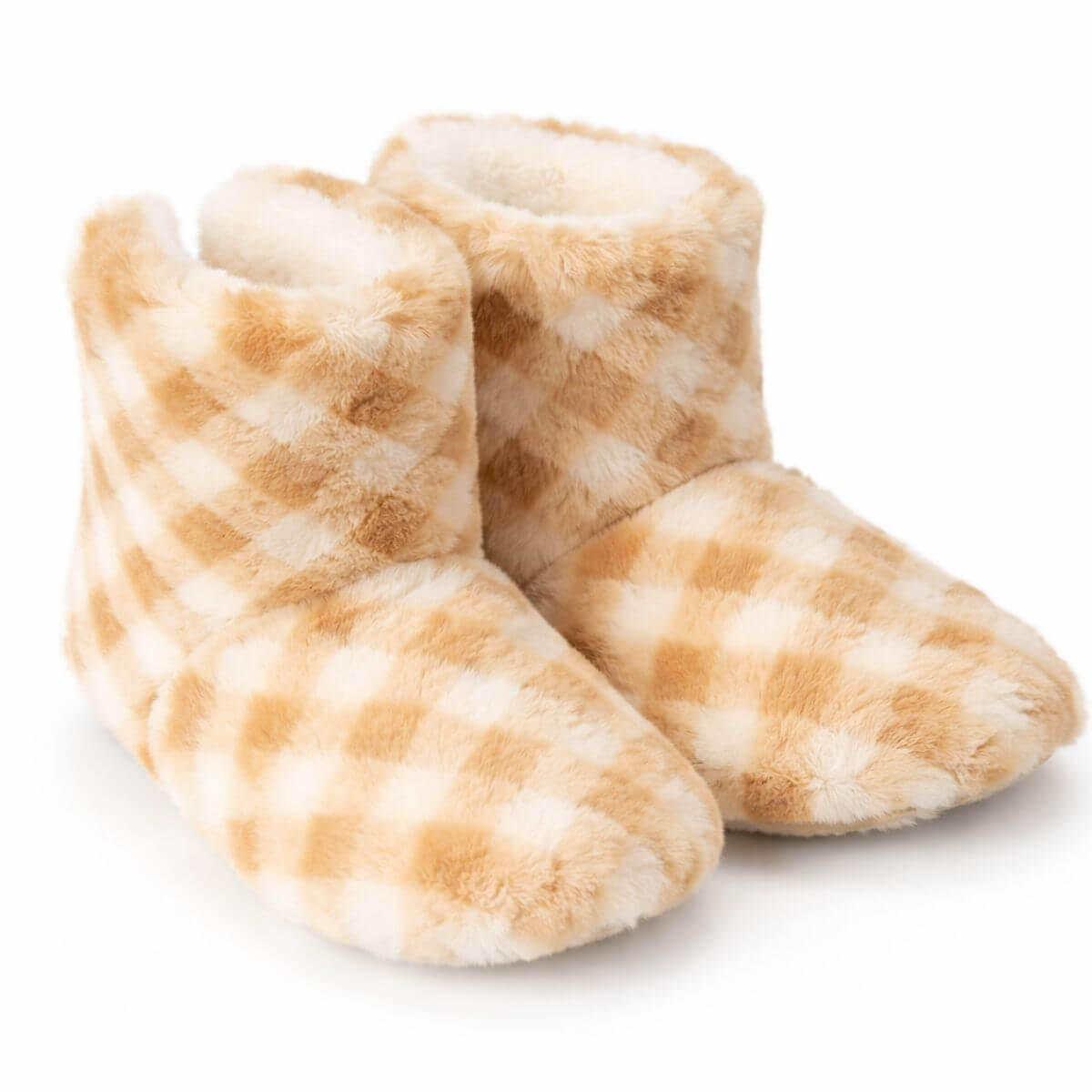 Bej Kışlık Peluş Panduf Bot Ön Görünüm