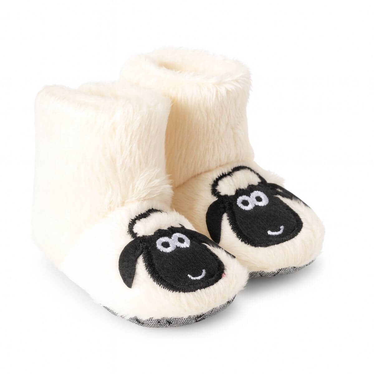 Beyaz kuzu desenli nakışlı ev botu, çocuk botu