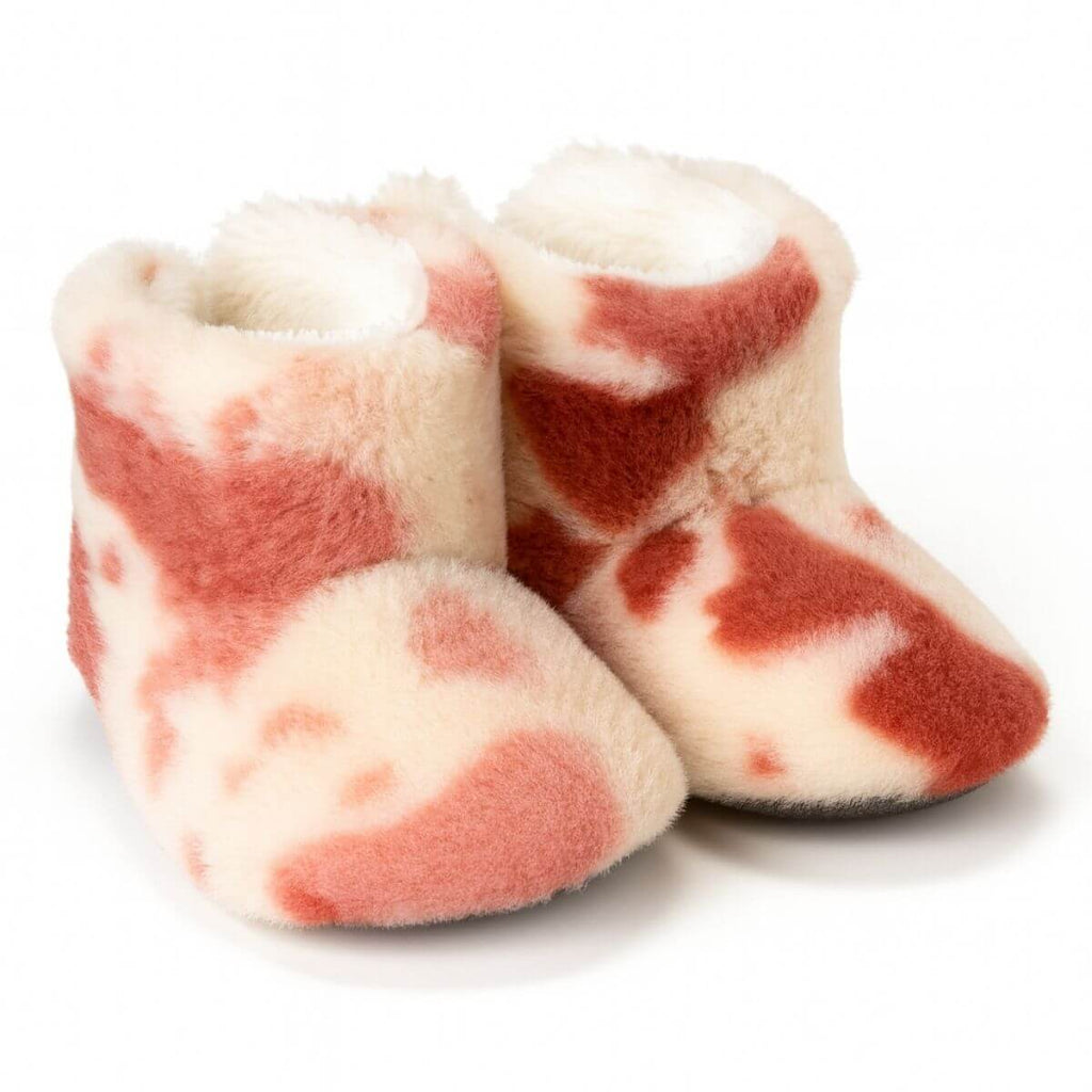 Pembe inek desenli wellsoft kışlık ev botu, çocuk botu