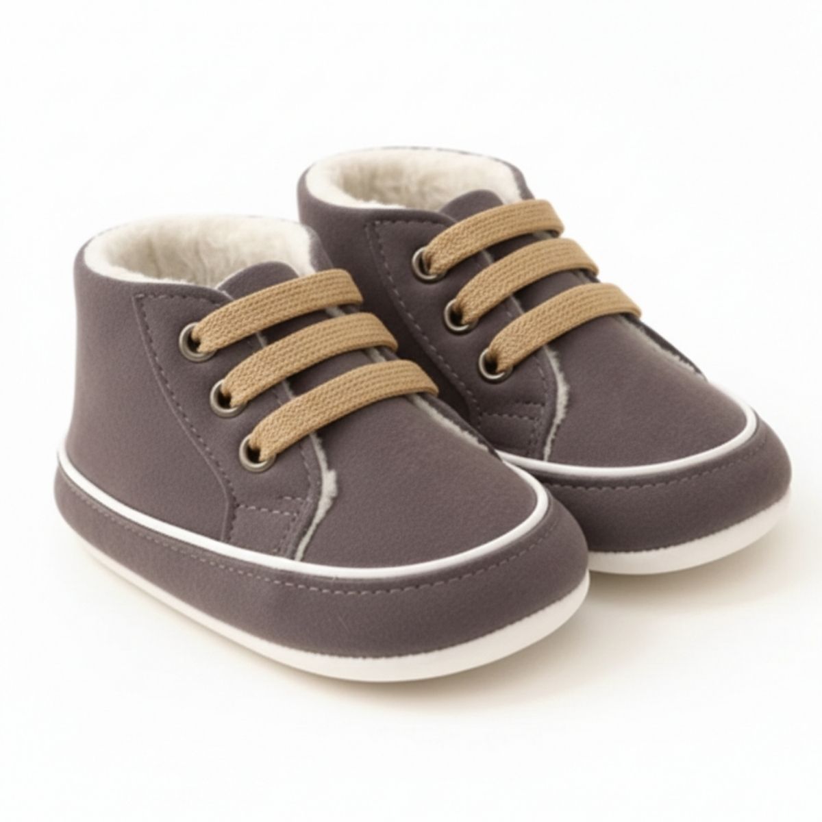 Antrasit Bağcıklı Süet İlk Adım Ayakkabısı