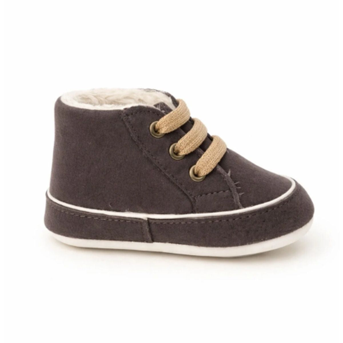 Antrasit Bağcıklı Süet İlk Adım Ayakkabısı - yandan görünüm