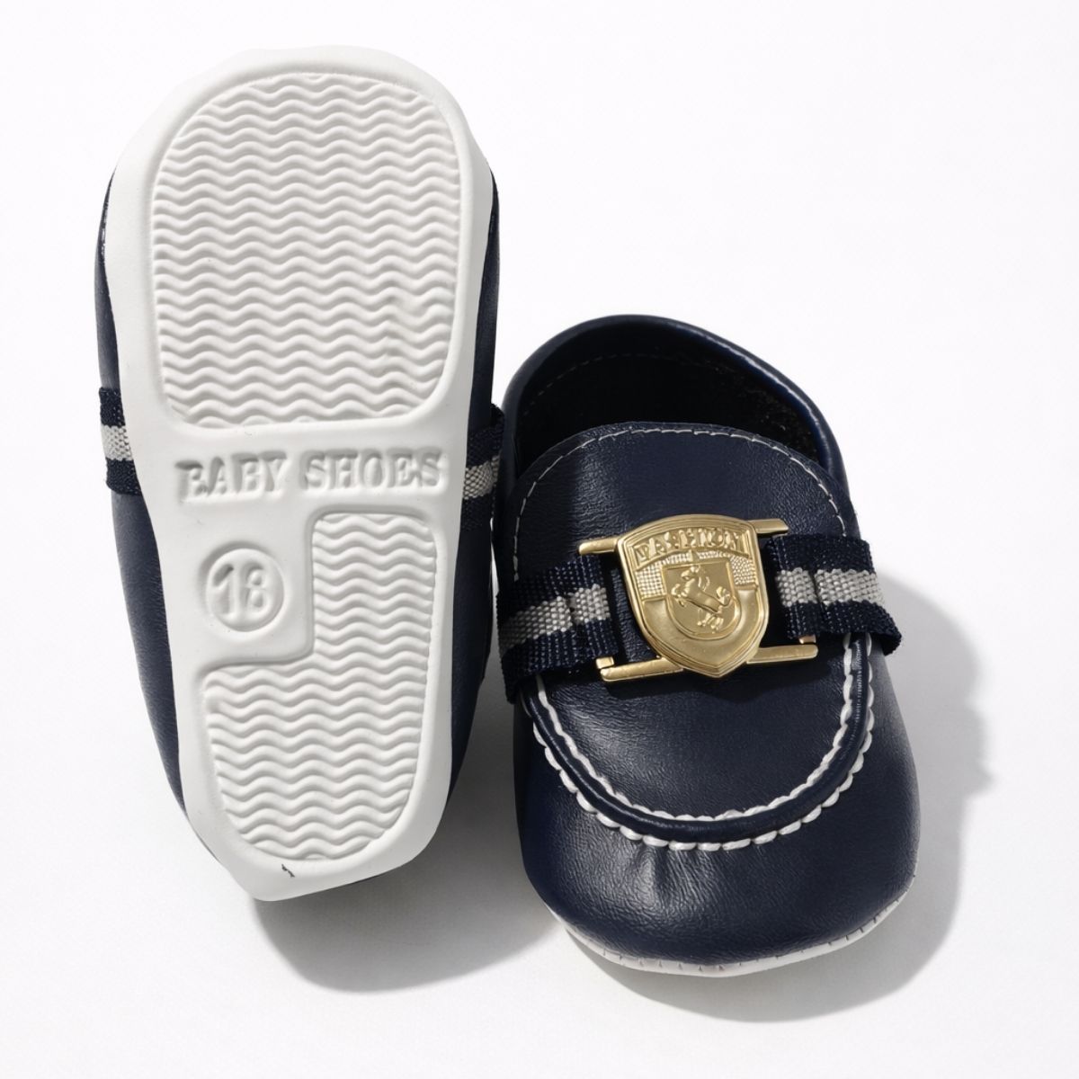 Lacivert Gold Tokalı Kaymaz Taban Bebek Ayakkabısı -taban