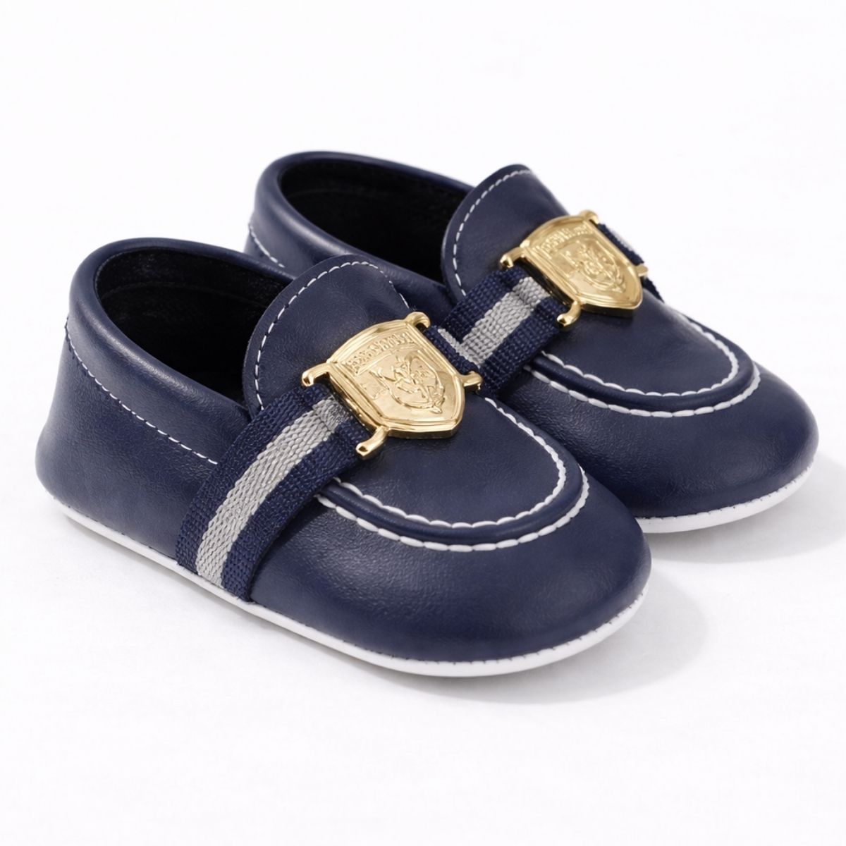 Lacivert Gold Tokalı Kaymaz Taban Bebek Ayakkabısı 