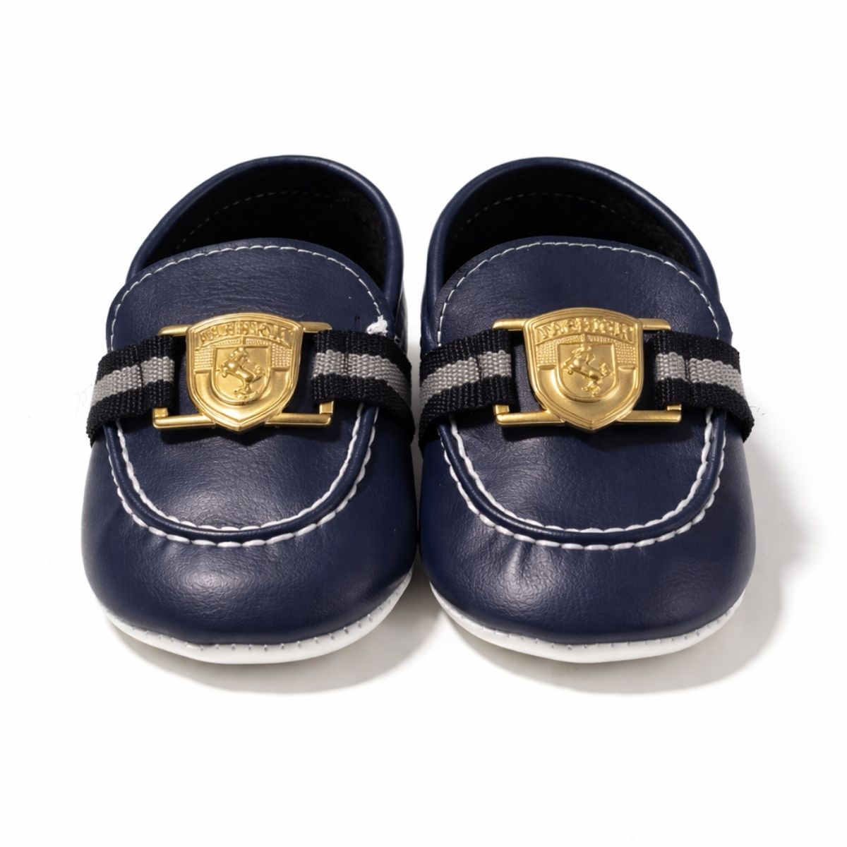 Lacivert Gold Tokalı Kaymaz Taban Bebek Ayakkabısı - önden görünüm