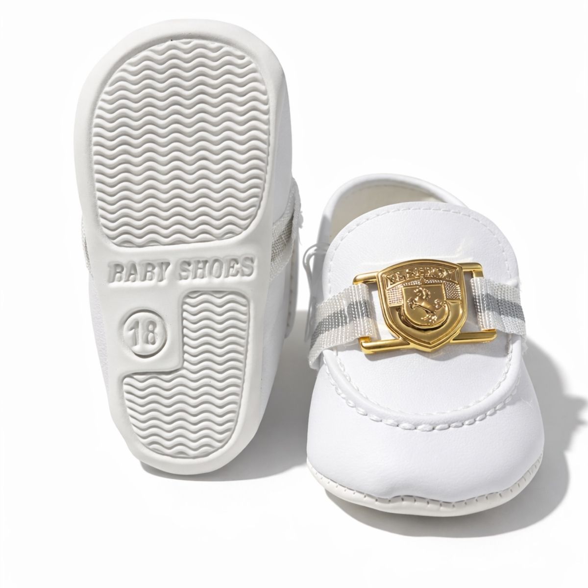 Beyaz Gold Tokalı Kaymaz Taban Bebek Ayakkabısı - taban
