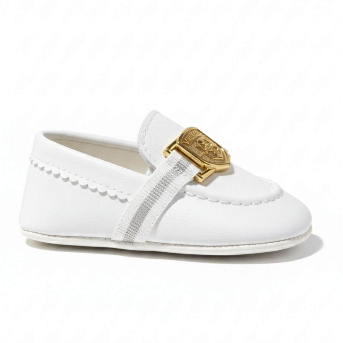 Beyaz Gold Tokalı Kaymaz Taban Bebek Ayakkabısı - yandan görünüm