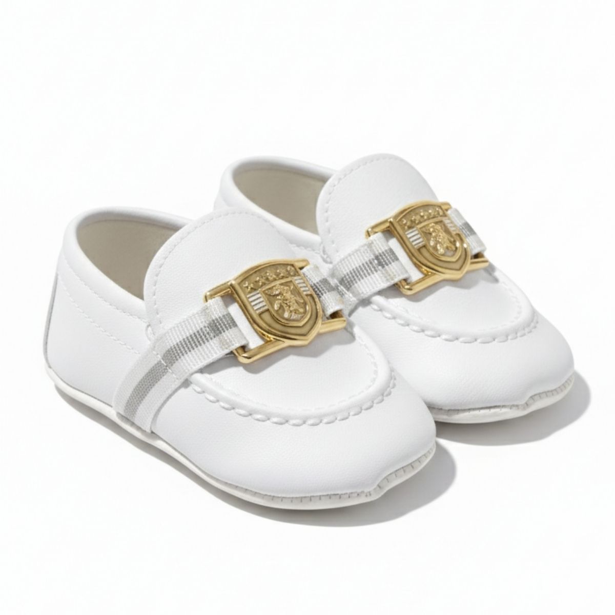 Beyaz Gold Tokalı Kaymaz Taban Bebek Ayakkabısı
