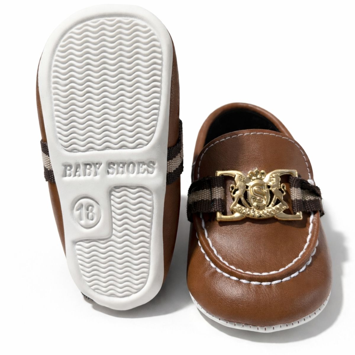 Kahverengi Gold Tokalı Kaymaz Taban Bebek Ayakkabısı -taban
