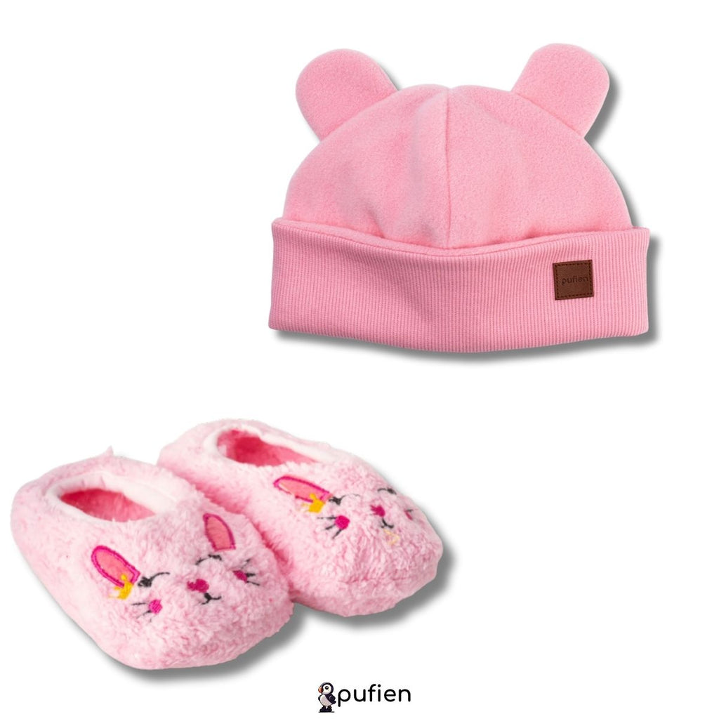 Pembe Bere & Tavşan Desenli Wellsoft Peluş Ev Patiği