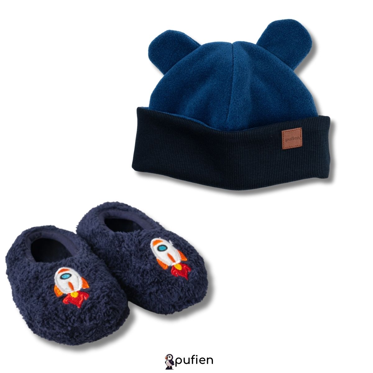 Lacivert Bere & Roket Desenli Wellsoft Peluş Ev Patiği