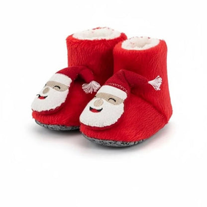 Noel Baba Desenli Kırmızı Peluş Bot | Çocuklar için Ev Botu