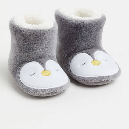 Baykuş Desenli Gri Peluş Bot 