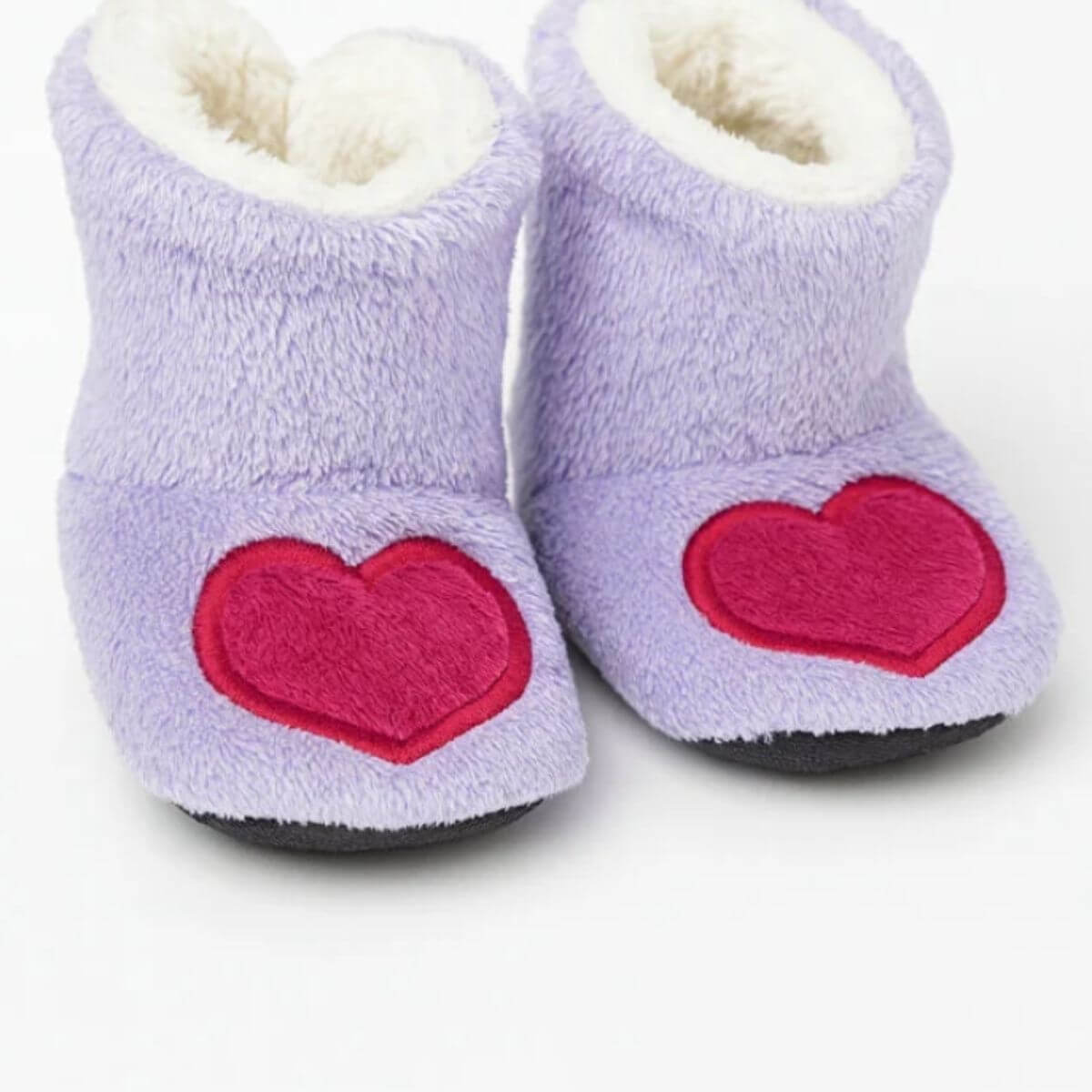Kalp Desenli Lila Peluş Bot 