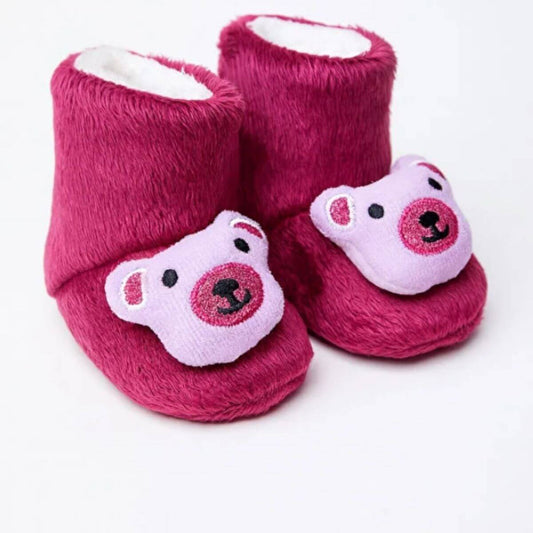 Ayıcık Desenli Fuşya Peluş Bot 