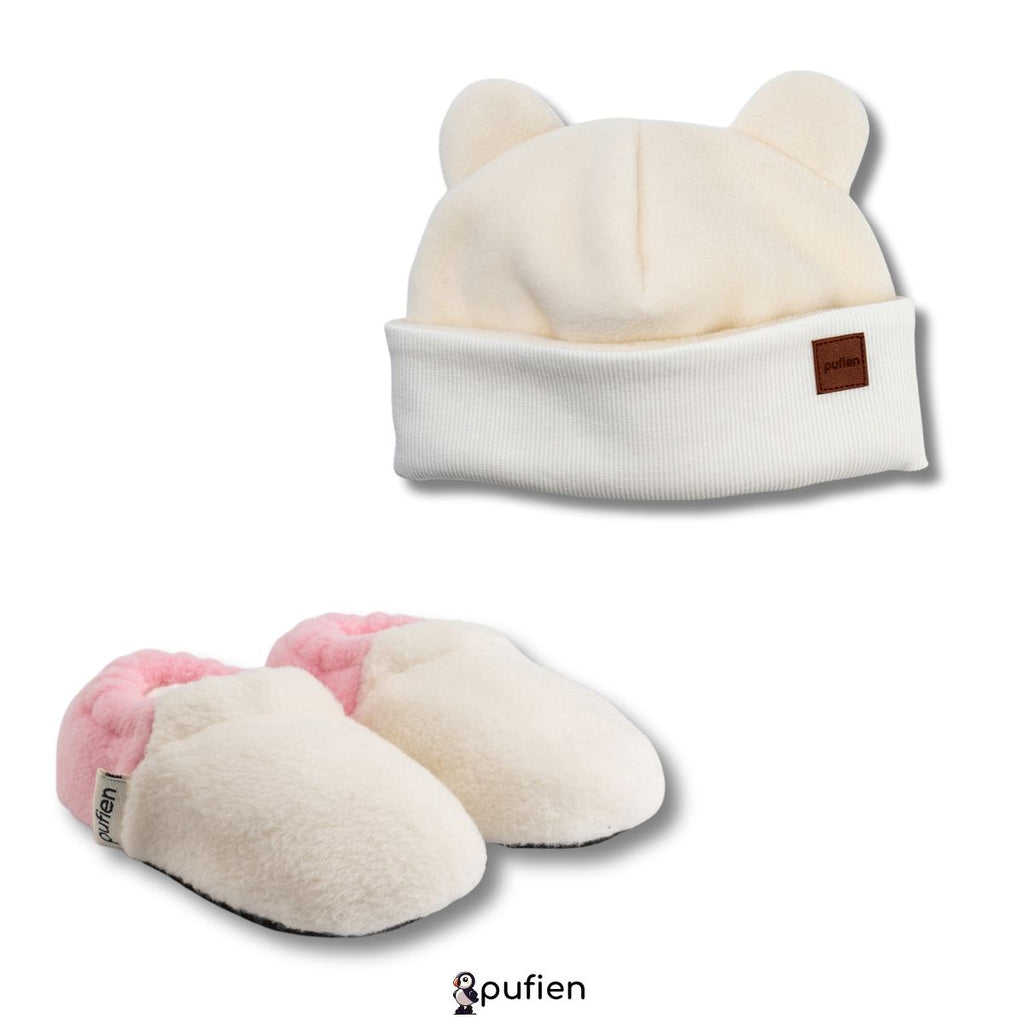 Beyaz Bere & Pembe Beyaz Bebek Patik