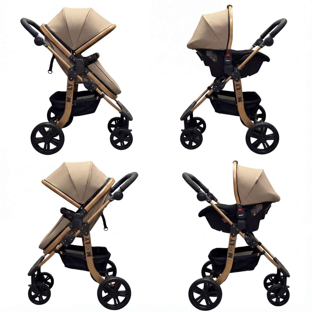 Travel Bebek Arabası Krem yandan görünüm