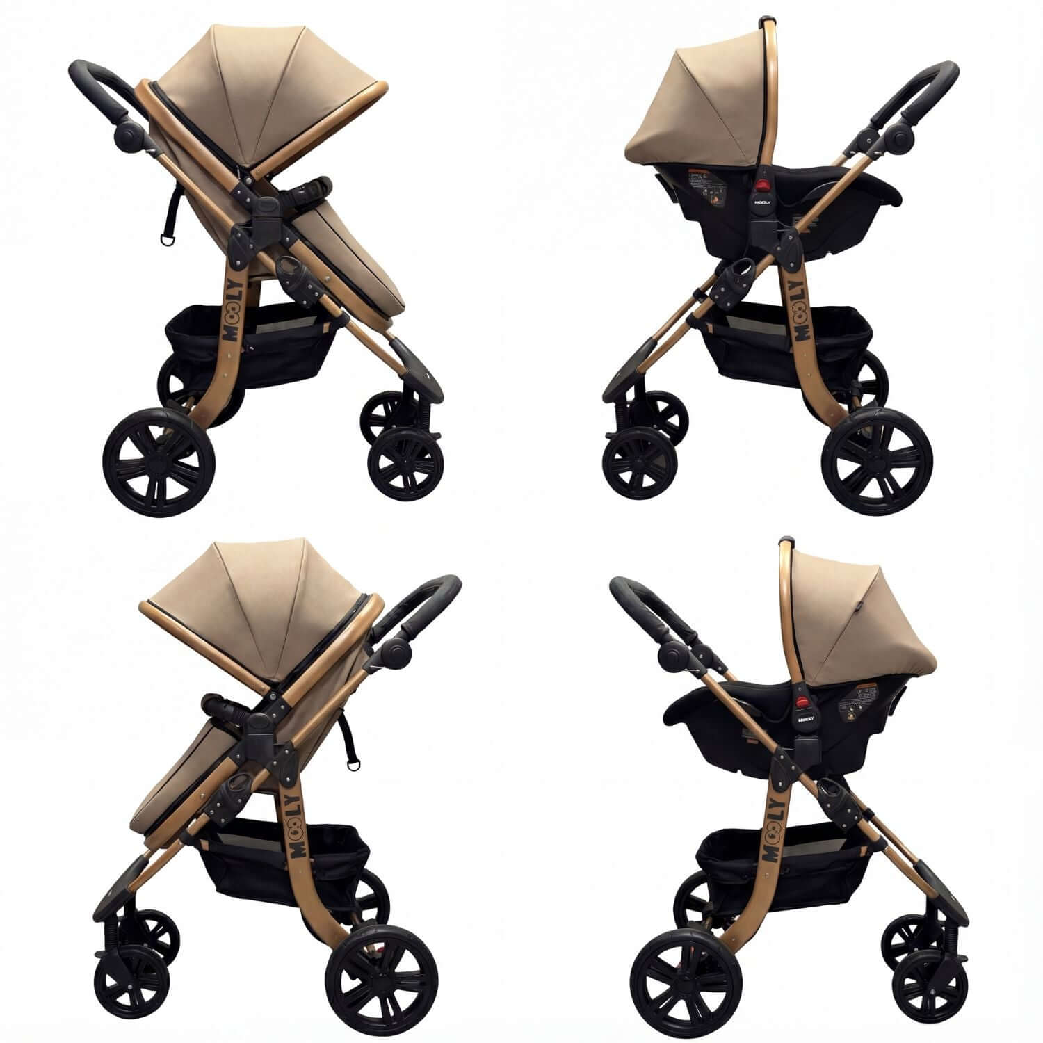 Travel Bebek Arabası Krem yandan görünüm