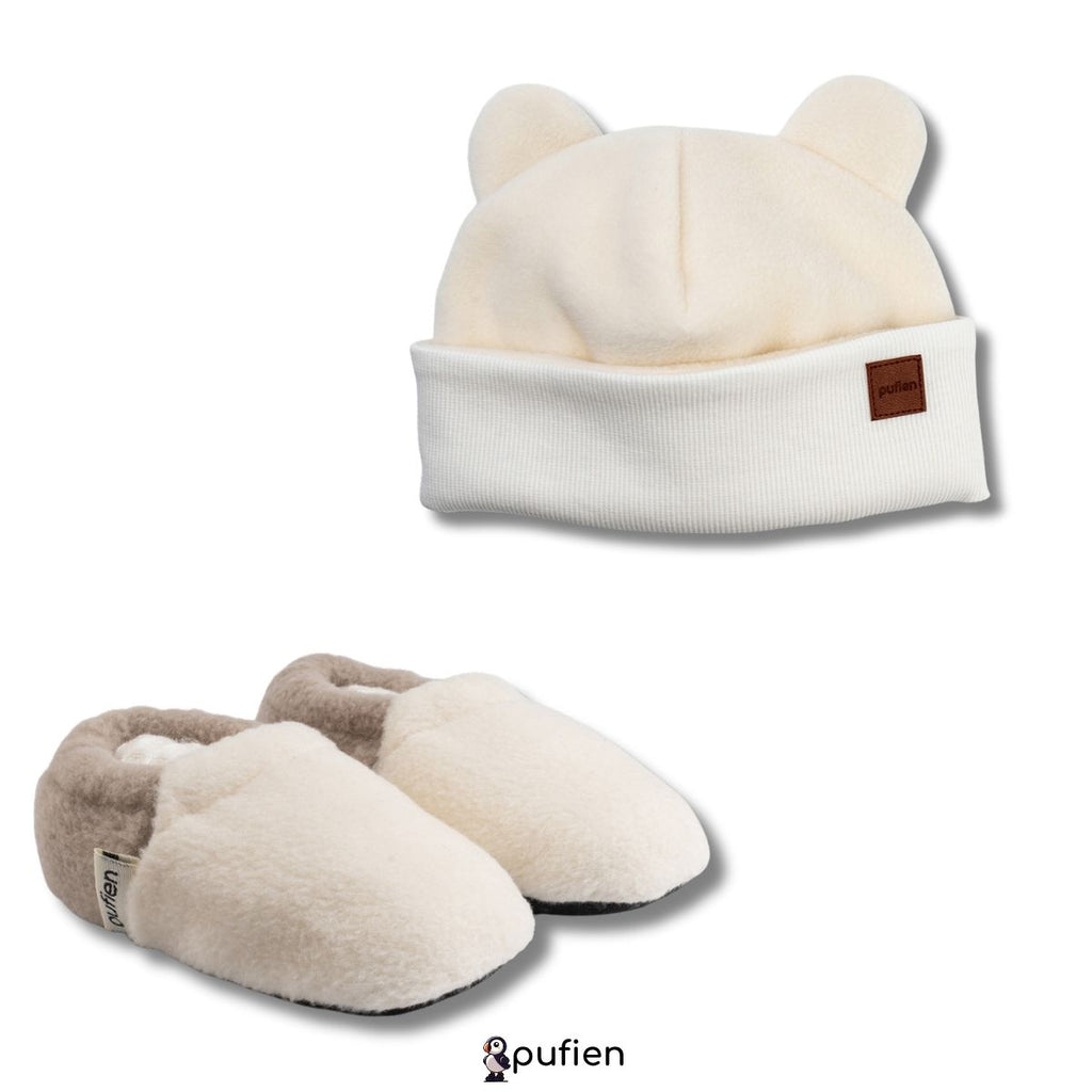 Beyaz Bere & Beyaz- Vizon Bebek Patik