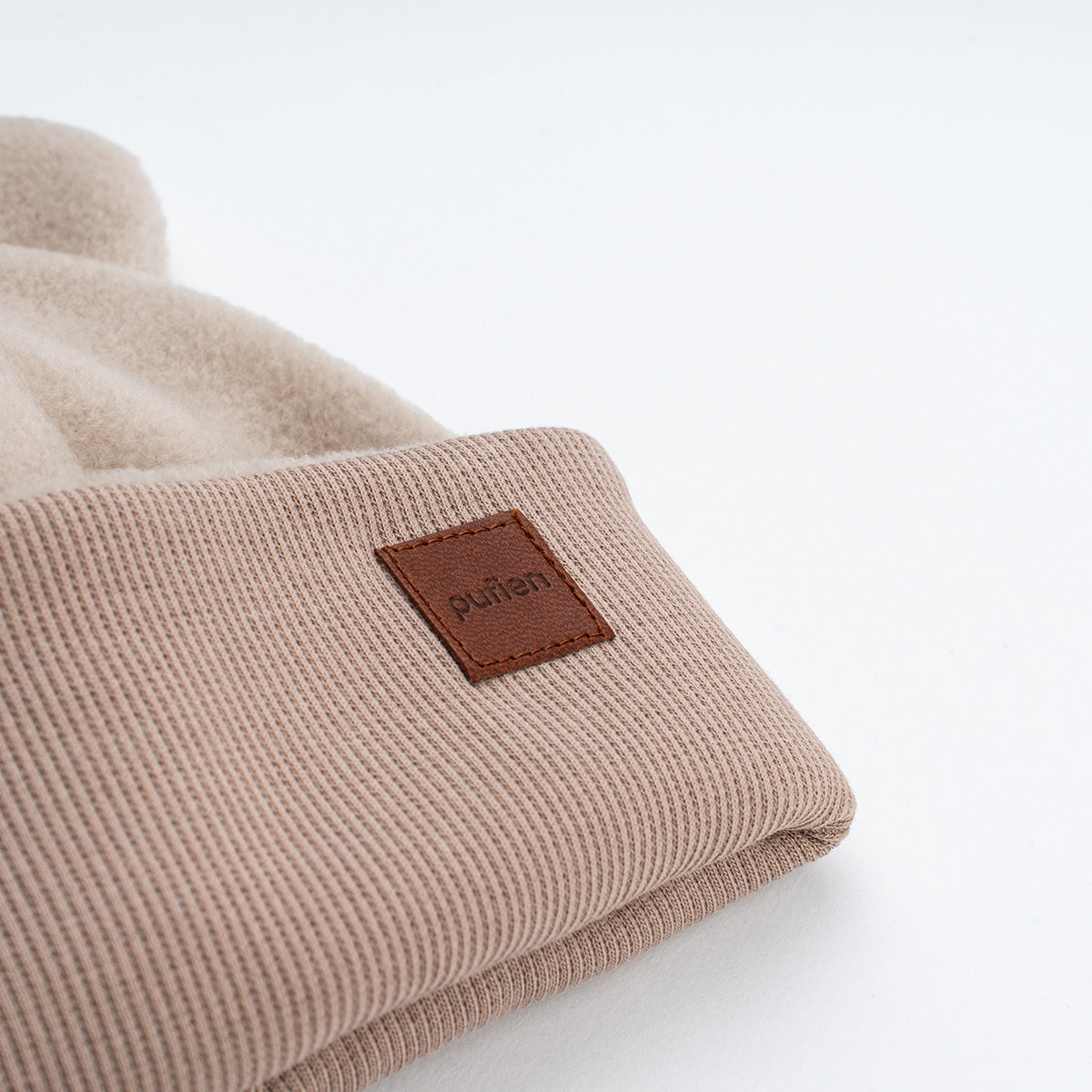 pamuklu çift kat kaşkorse bebek bere - bej detay