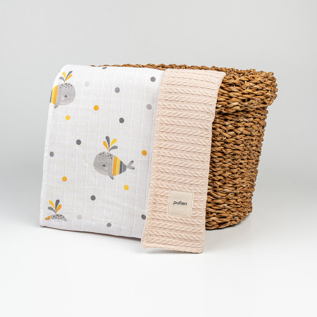 Bej balina desenli örgü örtü, 90x115 cm