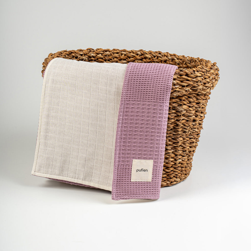 Sade desenli violet waffle örtü