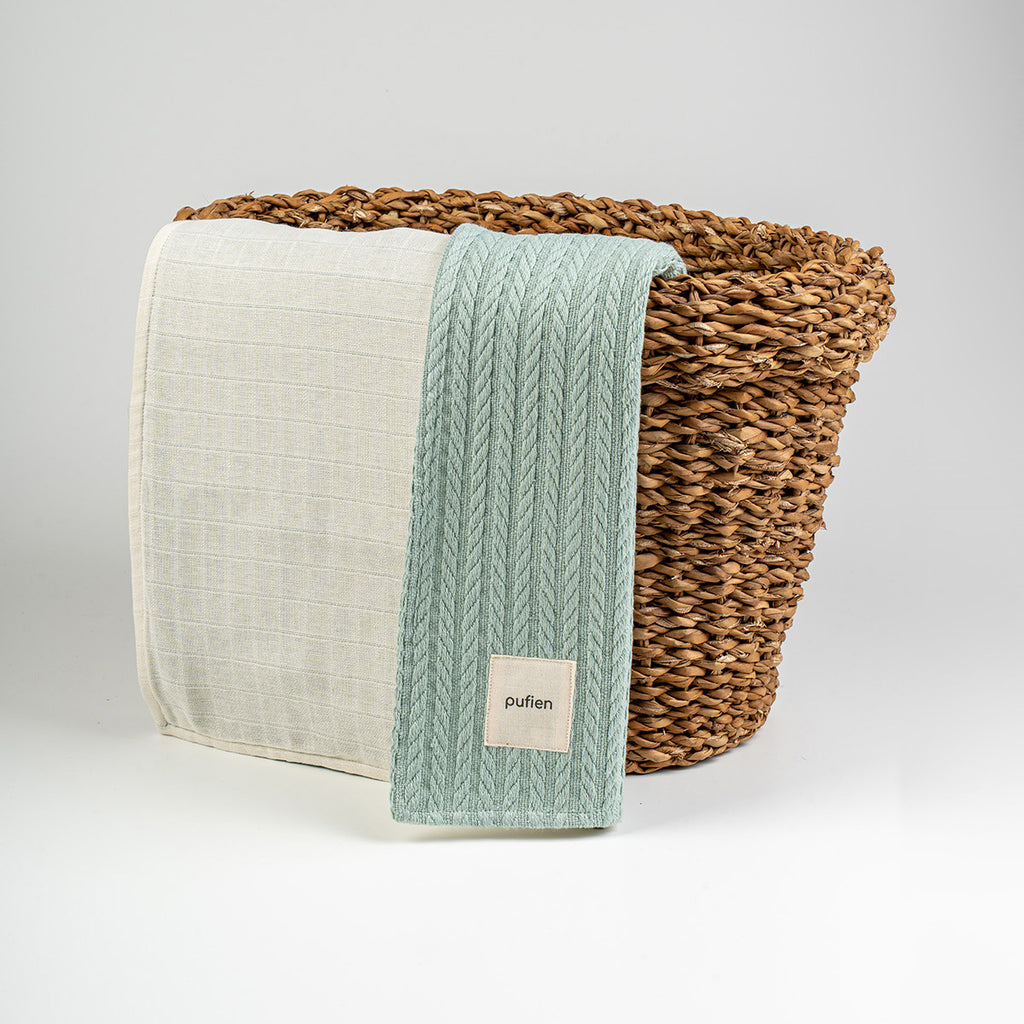 Düz desenli yeşil örgü örtü, 90x115 cm